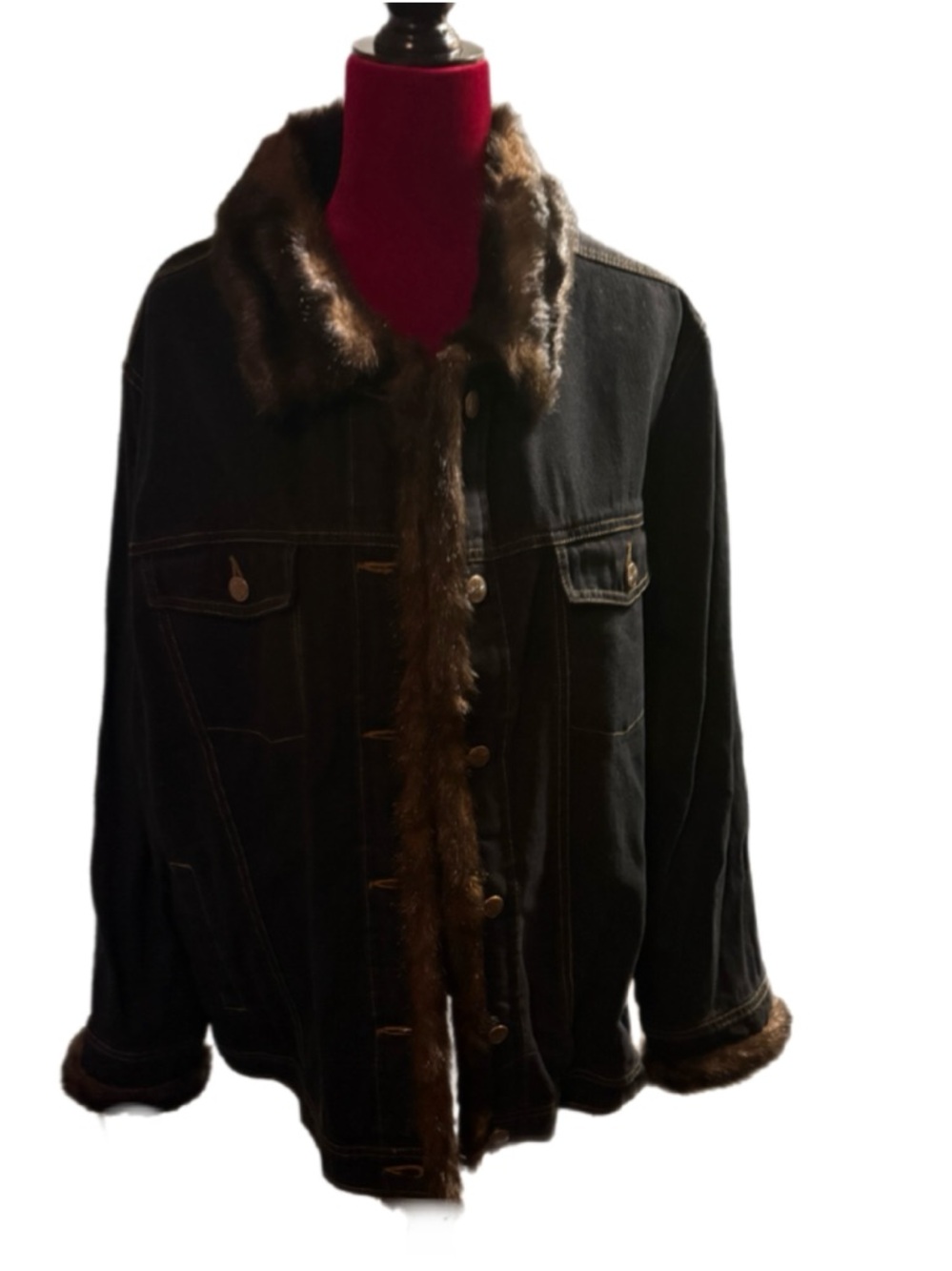 dennis basso black coat with brown fur collar